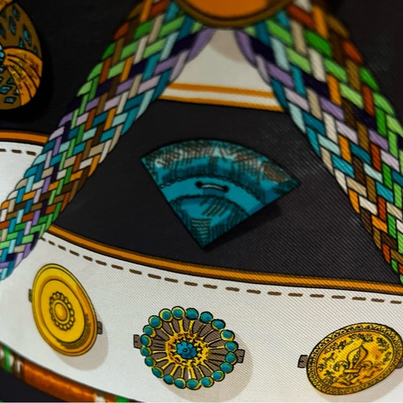 Hermès Multicolor Silk ‘Petit Main’.  By Caty Latham Scarf.  35” - Picture 11 of 16